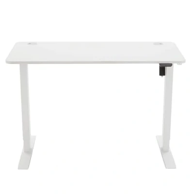 Afbeelding van Amazon Basics Computerbureau, elektrisch in hoogte verstelbaar, sta bureau, rechthoekig, wit blad en frame, 120 x 60 cm (voorheen Movian)