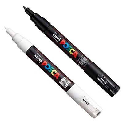 Afbeelding van SET DE 2 MARQUEURS PC1MC BLANC ET NOIR POINTE EXTRA FINE POSCA