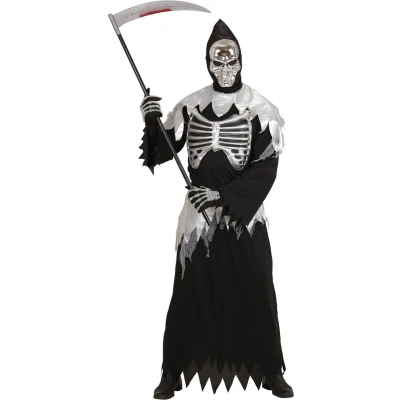 Afbeelding van Widmann Beul &amp; Magere Hein Kostuum Hedendaagse Man Zwart Small Halloween Verkleedkleding