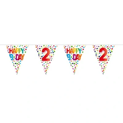 Afbeelding van Folat vlaggenlijn Happy B day 2 jaar junior 10 meter wit