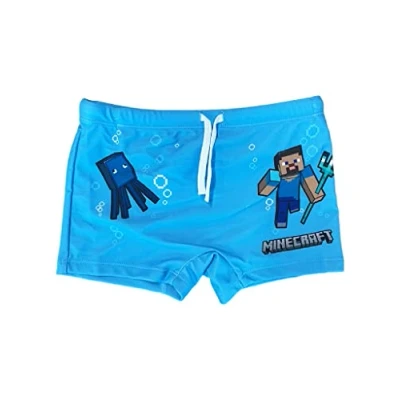 Afbeelding van Fashion UK Officieel Minecraft kostuum, Steve en Monster, boxershorts voor zee, polyester, strandbroek kinderen jongens, lichtblauw