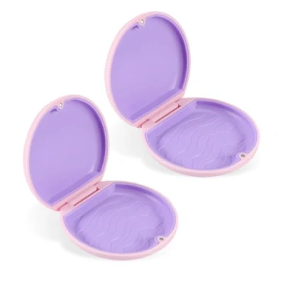 Afbeelding van EUPSIIU 2 stuks Retainer Case Orthodontische kunstgebit doos, slanke opbergdoos (roze)