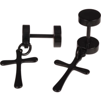 Afbeelding van Cross Stud oorbellen Titanium Black