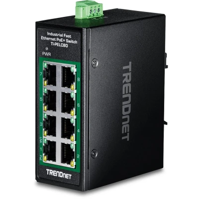 Afbeelding van TRENDnet 8 Port Industrial Fast Etherne PoE+ DIN Rail Mini, TI PELC80