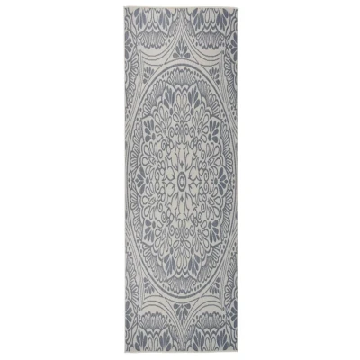 Afbeelding van vidaXL Buitenkleed met patroon platgeweven 80x250 cm blauw