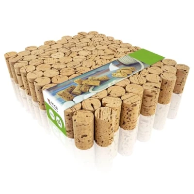 Afbeelding van MCE Commerce A74001100 kurken, knutselkurken, wijnkurken, natuurlijke knutselen en decoreren, 100 stuks, Ø 2,5 cm, lengte 4,5 naturel