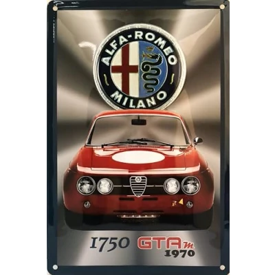 Afbeelding van Alfa Romeo GTAm (1970) Metalen wandbord in reliëf 20 x 30 cm.
