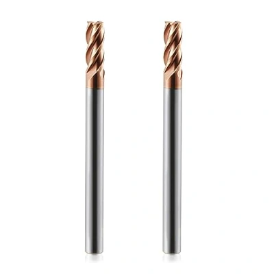 Afbeelding van 4 mm CED frees schachtfrees hardmetaal fluiten, 2 stuks TiSiN Coat spiraalfrees bit VHM CNC booropzetstukken/schachtfrees bit, 55 HRC snijkant boor voor staal, aluminiumlegering, koper