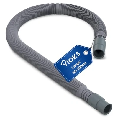 Afbeelding van VIOKS Flexibele afvoerslang wasmachine vaatwasser 60 200 cm 19/21 mm Ø verlengbare wasmachineslang verlenging voor