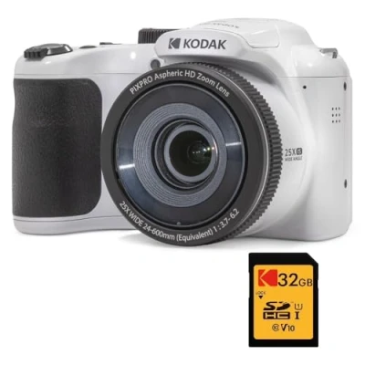 Afbeelding van KODAK Pixpro Astro Zoom AZ255 + Carte Mémoire SD 32 Go Appareil Photo Bridge Numérique 16 Mp, 25X, Video HD 1080p, Grand angle 24 mm, Ecran LCD 3, Pile AA Blanc