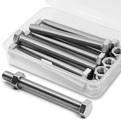 Afbeelding van M8 x 90 mm 8 stuks 304 roestvrij staal zeskantschroeven bouten en moeren set, machineschroeven