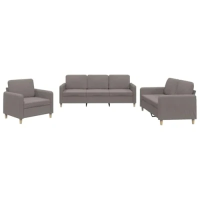 Afbeelding van vidaXL 3 delige Loungeset met kussens stof taupe