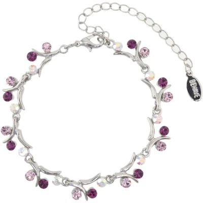 Afbeelding van Behave Zilver kleurige takjes armband met paarse stenen