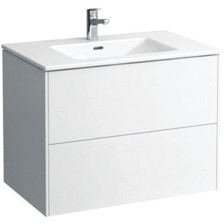 Afbeelding van Laufen pro s base wastafelonderbouwkast met 2 laden incl wastafel 80x61x50cm kraangat overloop glanswit h8649612611041