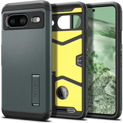 Afbeelding van Google Pixel 8 Hoesje Kunststof Spigen Backcover/Hardcase Groen Telefoonhoesje Shockproof/Valbescherming