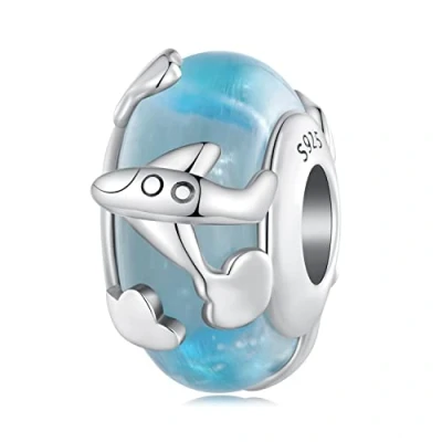 Afbeelding van Murano glas kraal Sterling zilveren kern bedels voor Pandora charme armbanden, kristal zilver, Geen edelsteen