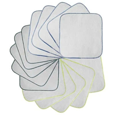 Afbeelding van Flanellen washandjes van biologisch katoen, 15 stuks, 21 cm x cm, herbruikbare babywashandjes ter vervanging vochtige doekjes, kleine wasbare mini katoenen doeken