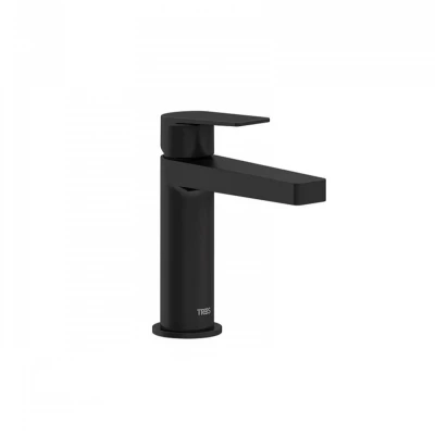 Afbeelding van Wastafelmengkraan Tres Project 1 Hendel Uitloop Recht 10.6 cm Rond Mat Zwart