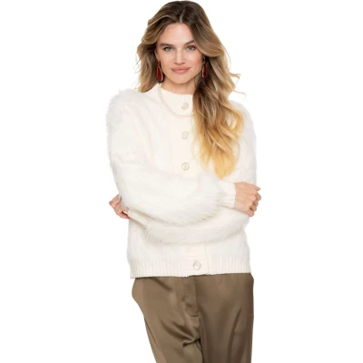 Afbeelding van Geisha Cardigan Furry 54500 10 Wolwit ecru Dames The Stone