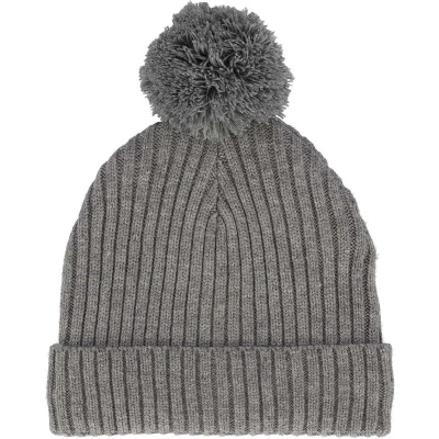Afbeelding van Baby Muts Ribbed + Pompon One Size Licht Grijs