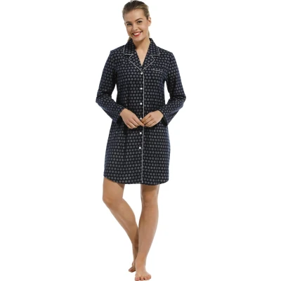 Afbeelding van Pastunette Nachthemd dames Flanel Blue Dots 95Cm 48 Blauw