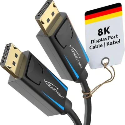Afbeelding van KabelDirekt 8K / 60Hz DisplayPort kabel 1.4 1,5 m DP met gapless afscherming voor gaming PC&#039;s/laptops, hoge resolutie 4K monitoren en ultrasnelle 144Hz 165Hz 240Hz