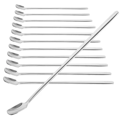 Afbeelding van COM FOUR® 12 delige lepelset menglepel met lange steel restlepel koffielepel dessertlepel cocktaillepel vaatwasmachinebestendig (12 stuks menglepels 17cm)