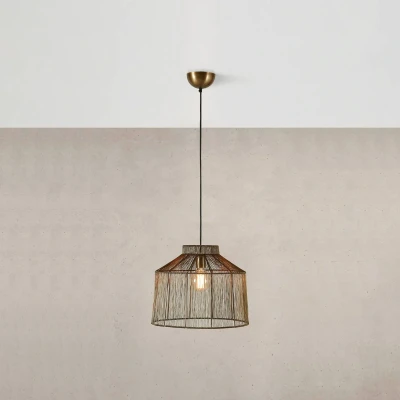 Afbeelding van Markslöjd Hanglamp Capanna, metalen kap, antiek messing