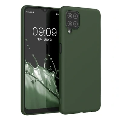 Afbeelding van kwmobile telefoonhoesje geschikt voor Samsung Galaxy A12 Hoesje smartphone Back cover in donkergroen mat