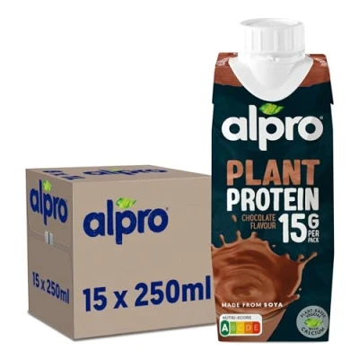 Afbeelding van Alpro Sojadrink Protein Chocolade 15 x 250ml : Plantaardige Kracht &amp; Rijk aan Eiwitten