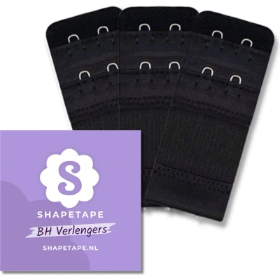 Afbeelding van BH verlengstuk 2 haaks 3Pack zwart accessoires Beha verlenger Bra Extender
