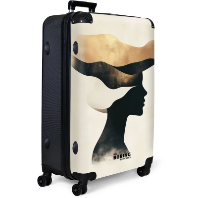 Afbeelding van NoBoringSuitcases.com® Koffer groot Reiskoffer lichtgewicht Gestileerd profiel met gouden accenten Rolkoffer 4 wielen Grote trolley XL 98 liter bagage