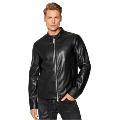 Afbeelding van Armani Exchange Imitatieleren jas, Heren, Maat: Small, Nero