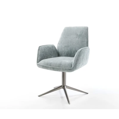 Afbeelding van DELIFE Draaistoel Zoa Flex chenille pastelblauw kruispoot grafiet 360 draaibaar rocker functie pocketveer kern