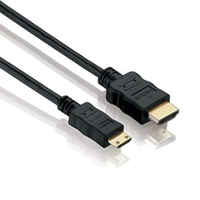 Afbeelding van HDSupply High Speed HDMI kabel met Ethernet A stekker (19 polig) naar 2 voudig afgeschermd vergulde contacten mini 1,5 m 1,50m zwart