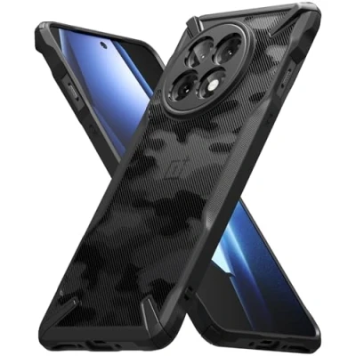 Afbeelding van Ringke Fusion X Hoesje Compatibel met OnePlus 13R Case PC+TPU Hoes Anti vergeling drop Schokbestendig Antislip US MIL Standard Certified Smartphone Cover (met riemgat) Camo Black