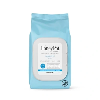 Afbeelding van the Honey Pot Company Feminine Wipes Daily PH Balancing, Fragrance &amp; Sulfate Free Care for Intimate Parts, Body, or Face. At Home On Go Cleansing Sensitive 30 ct.