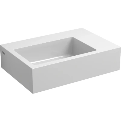 Afbeelding van Fontein Clou Flush 2 36x24.5x9cm Mineraal Marmer Glans Wit (Met Voorbewerkt Kraangat Rechts)