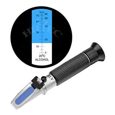 Afbeelding van HHTEC Branderij refractometer alcohol 0 80% v/v handrefractometer alcoholmeter voor gedistilleerde dranken en ethanol met water zoals whisky wodka handleiding in het Duits