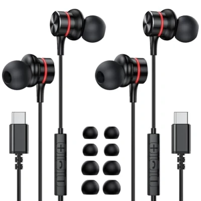 Afbeelding van MOSWAG USB Type C Hoofdtelefoon, Oordopjes In Ear Wired Met Microfoon voor Apple IPhone 15 Pro Max, Samsung Galaxy S23 S24 FE Ultra, Google Pixel 9 8 (2Pack)