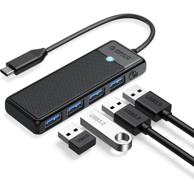 Afbeelding van Orico USB C Hub 4x A 3.0 5Gbps poorten Zwart