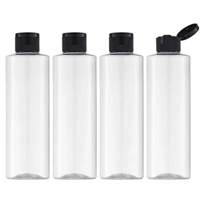 Afbeelding van Toureal 250 ml reisflessenset met flip cap (4 stuks), lege dispenser, plastic flessenset, vulflessen voor cosmetica trechter (transparant)