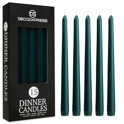 Afbeelding van Deco Express Diner Kaarsen Pack van 6, 10, 15 of 50 Taps toelopende Niet Druppelen Langdurig 8 uur, Ongeparfumeerd (Groen Pack)