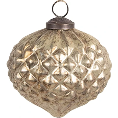 Afbeelding van Clayre &amp; Eef Kerstbal Ø 8x8 cm Goudkleurig Glas Kerstboomversiering