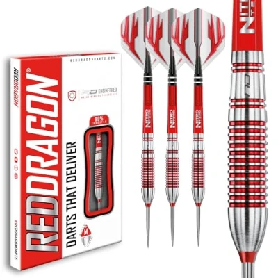 Afbeelding van RED DRAGON Reflex 28 Gram Tungsten Steeltip Dartpijlen Set Professioneel met flights en dart shafts