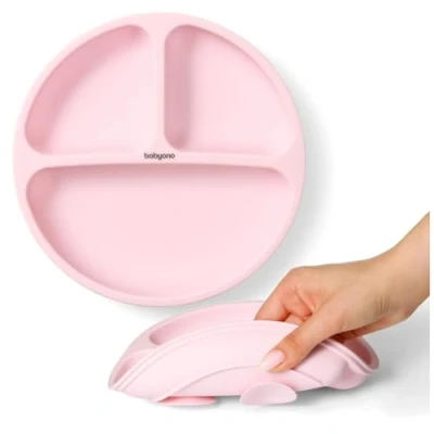 Afbeelding van Baby Ono Roze Siliconen Bordje met Zuignap 1482/02