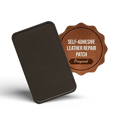 Afbeelding van MastaPlasta Premium lederen reparatiepatch donkerbruin 10 cm x 6 (4 inch 2,4 in). Instant bekleding kwaliteit krassen en scheuren reparatie voor banken, auto interieurs, tassen, vinyl meer