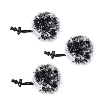 Afbeelding van COMICA 3 stuks bont microfoon windscherm, mini windscherm mof, wind &amp; pop filter voor lavalier microfoon/videomicrofoon/telefoonmicrofoon (grijs)