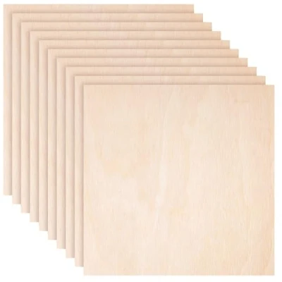 Afbeelding van Creative Deco 10 x 40x40cm Multiplex Platen Vierkant 3mm 400 3 mm (+/ 0.5 mm) Baltische Berkenhoutlaag Perfect voor Pyrografie, Lasersnijden, CNC router, Modellering, Fretwerk, Rolzaag