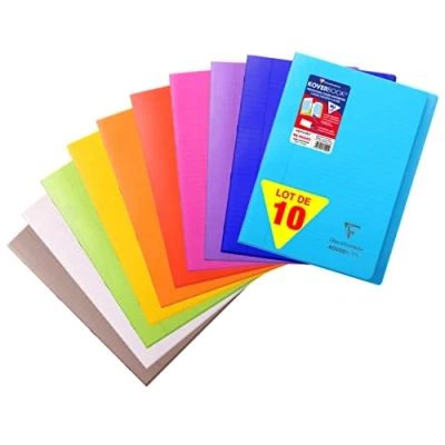 Afbeelding van Clairefontaine Koverbook nietboek, 210x297mm, 48 pagina&#039;s, gevoerd en marge Verschillende kleuren, 10 stuks